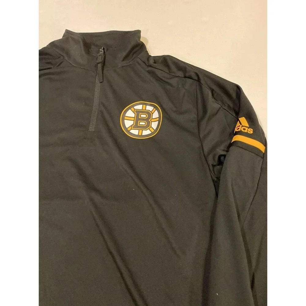 Adidas Sz‎ S Small NHL Boston Bruins 1/4 Zip Long sleeve training jacket Men's